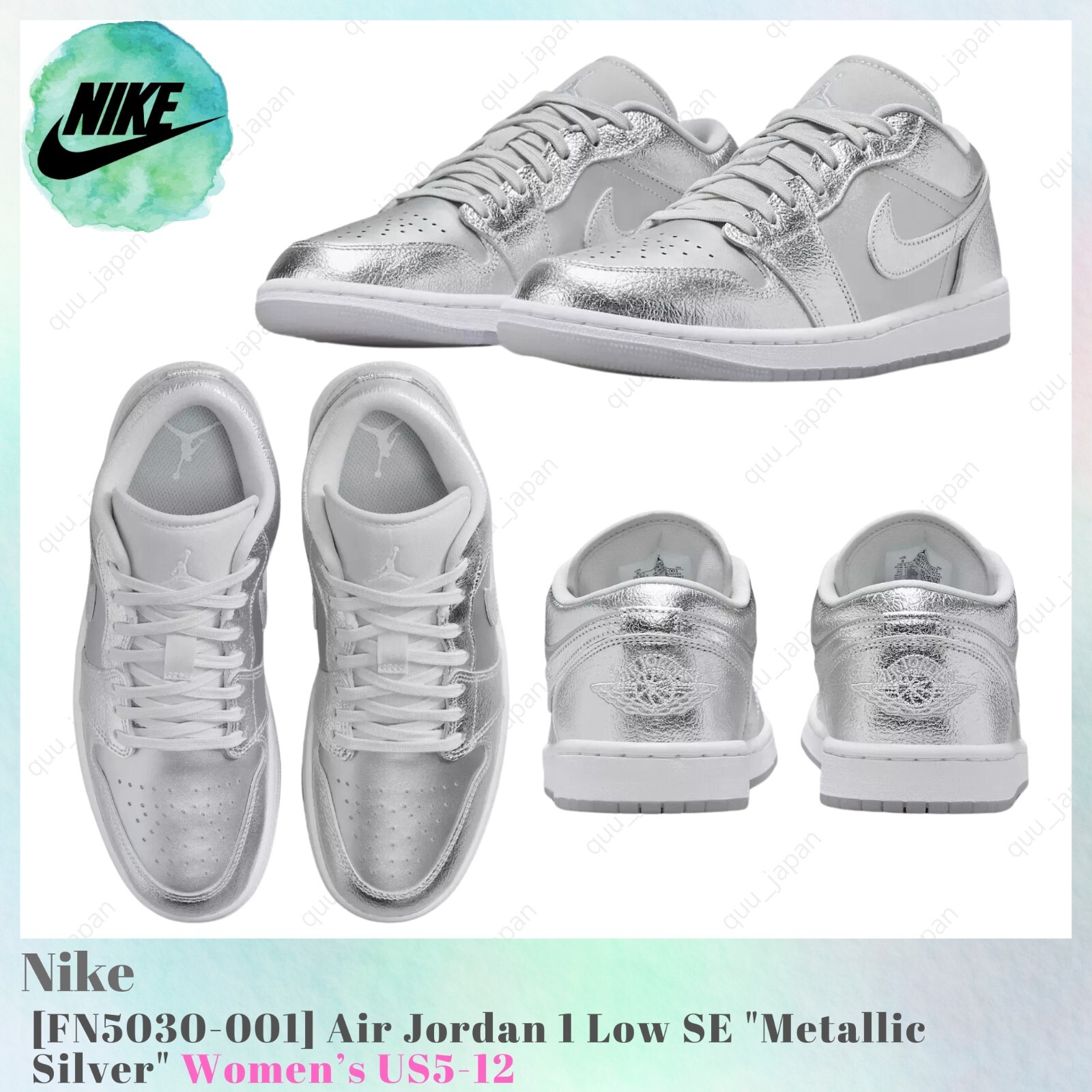 Nike Air Jordan 1 Low SE Metallic Silver FN5030-001 Women's