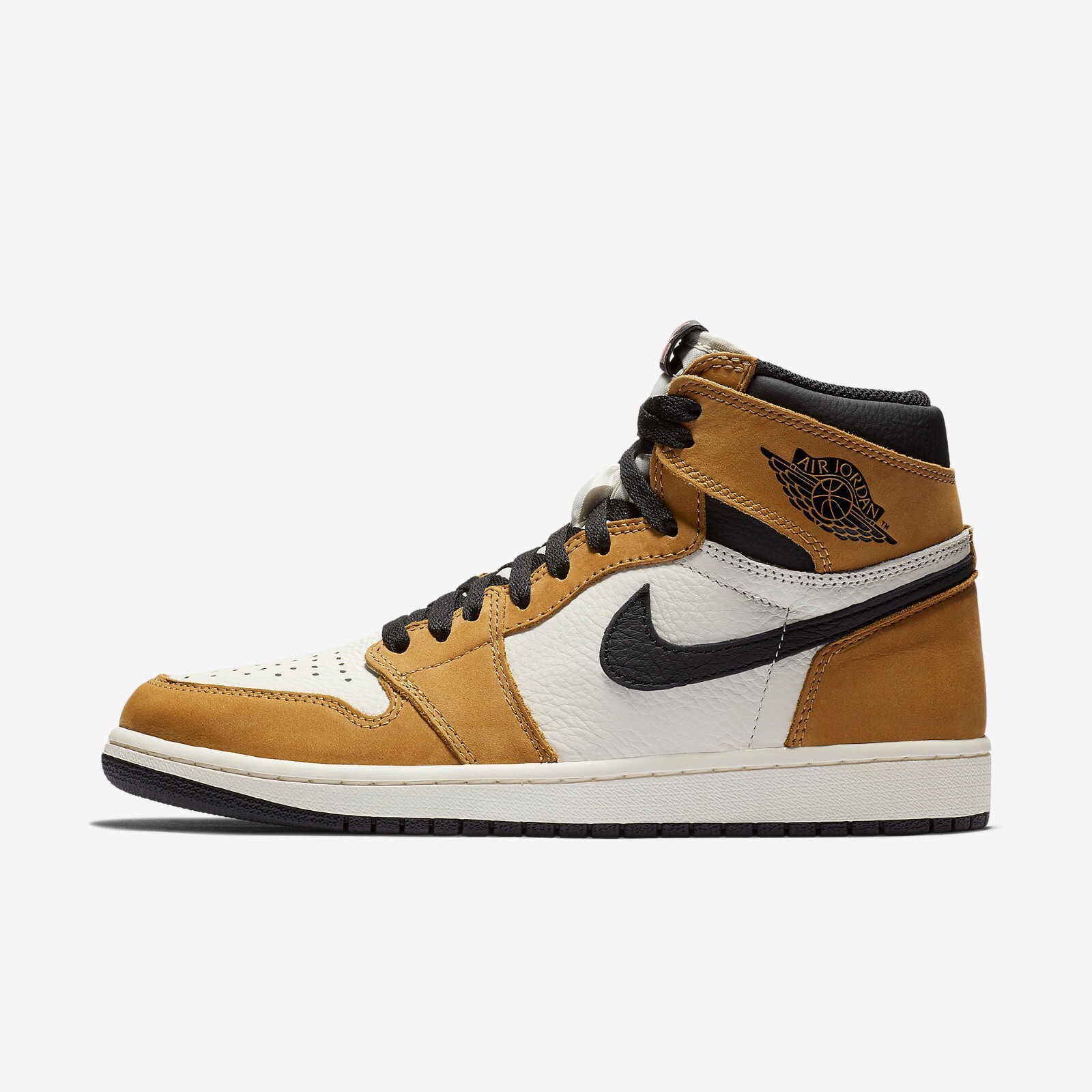 

Кроссовки Nike Air Jordan 1 Retro High Rookie of the Year 555088-700, Golden harvest/black-sail, Nike Air Jordan 1