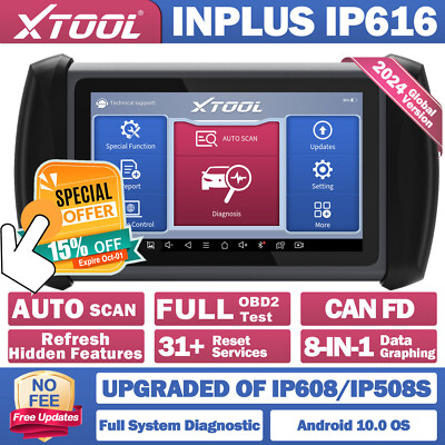 LIFETIME FREE XTOOL IP616 OBD2 Scanner All System Diagnosis Tool CANFD Auto Scan
