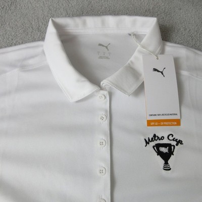 Puma Womens Golf Polo Shirt White Metro Cup AJGA Short Sleeve UPF 40+ Size L