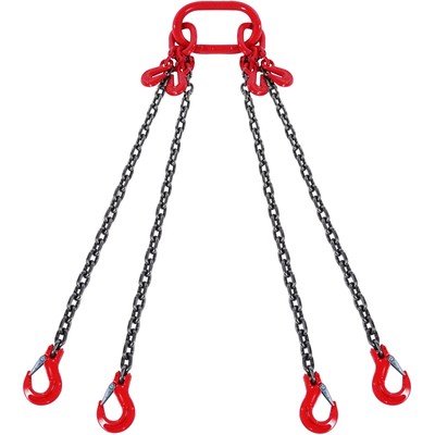 VEVOR 1/4" x 5' Chain Sling 4 Legs G80 Lifting Chain with Grab Hooks 6600 lbs