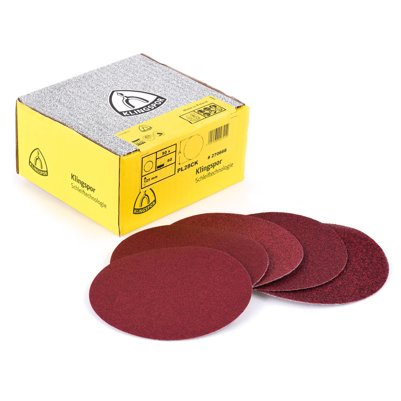 10x Klingspor Klett-Schleifpapier, 125mm Schleifscheibe ungelocht kletthaftend