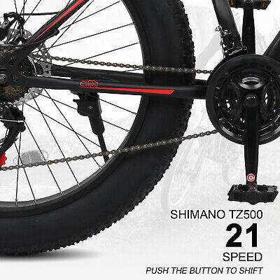 Mens Fat Tire Mountain Bike, High Carbon Steel Frame, 21-Speed, 26'' Wheels