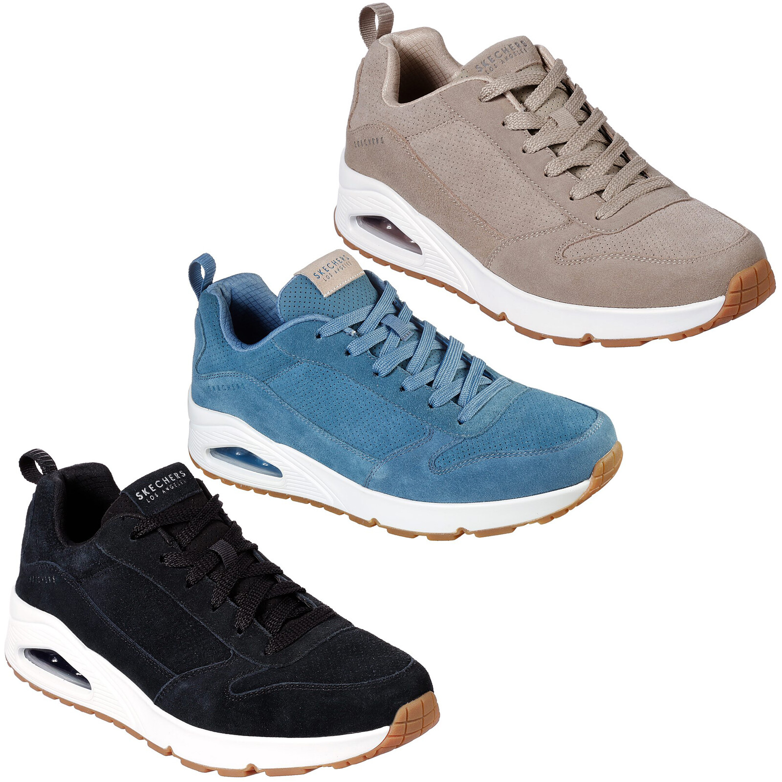 Skechers Uno Trainers Mens Suede Leather Lace Up Max Air Sneakers Shoes 52456 | eBay