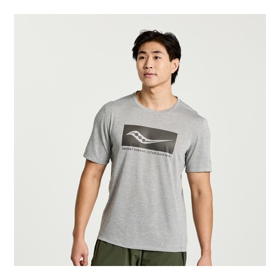 

Saucony Мужчины Секундомер Графический с Коротким Рукавом Светло-Серый Хизер Графический, Light grey heather graphic