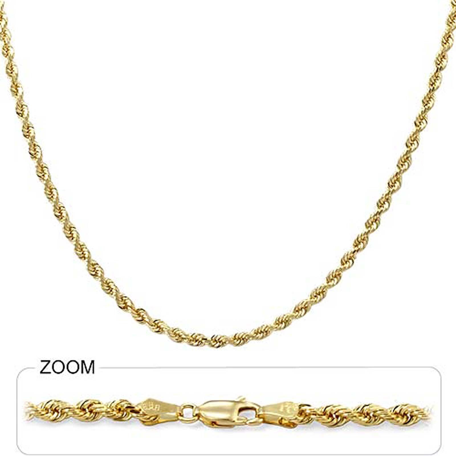 Pre-owned Gd Diamond 3.00mm 24" 20.00gm 14k Solid Yellow Gold Men's Diamond Cut Rope Chain Necklace In No Stone