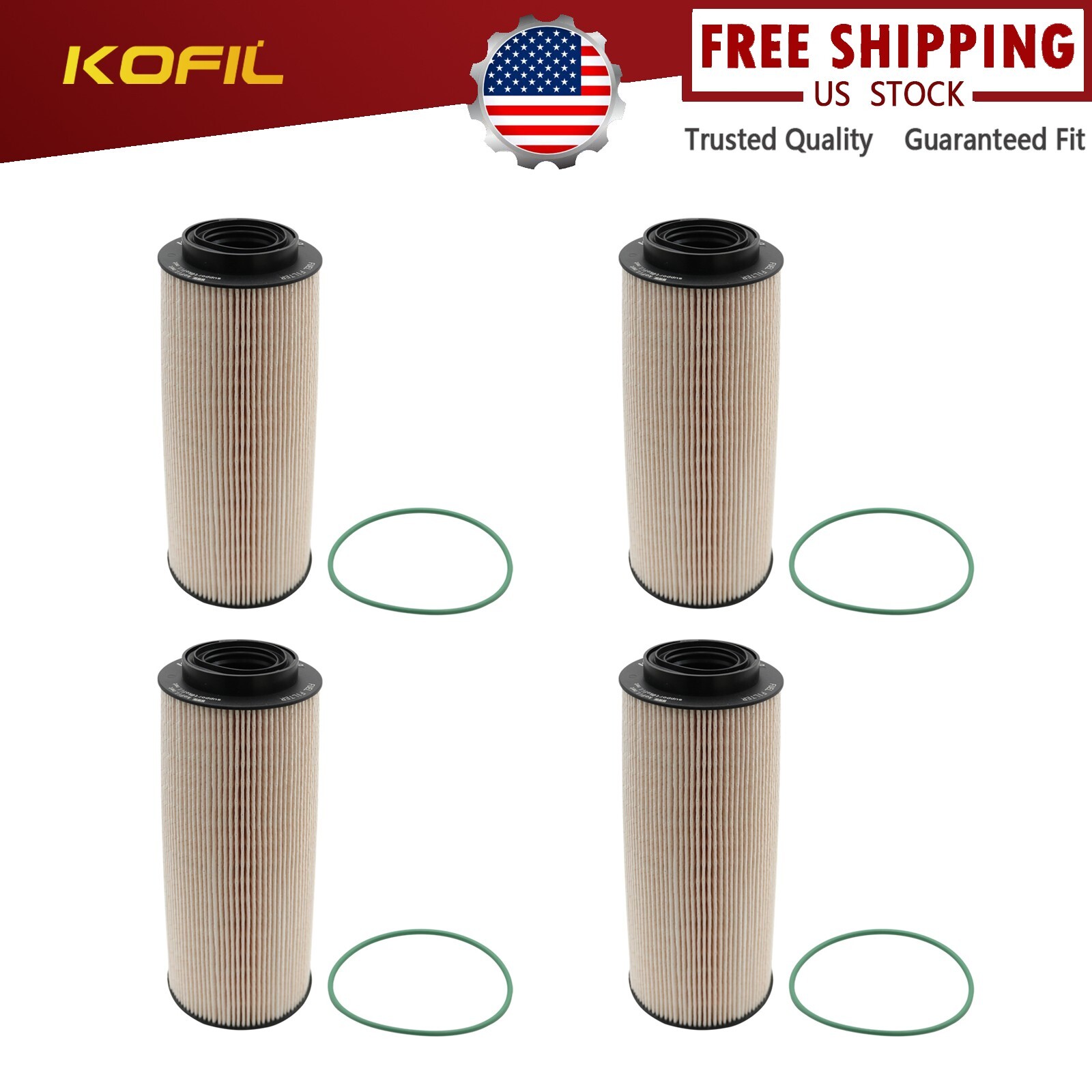 4X Fuel/Water Separator Element 2277129 Fit Kenworth