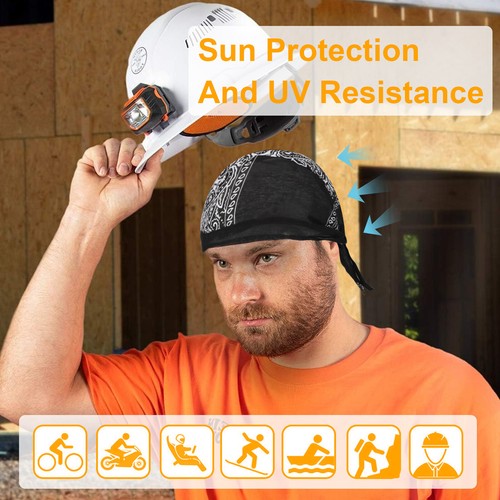 6pcs Men's Biker Head Wrap Doo Rag Skull Cotton Caps Motorcycle Cycling Bandana