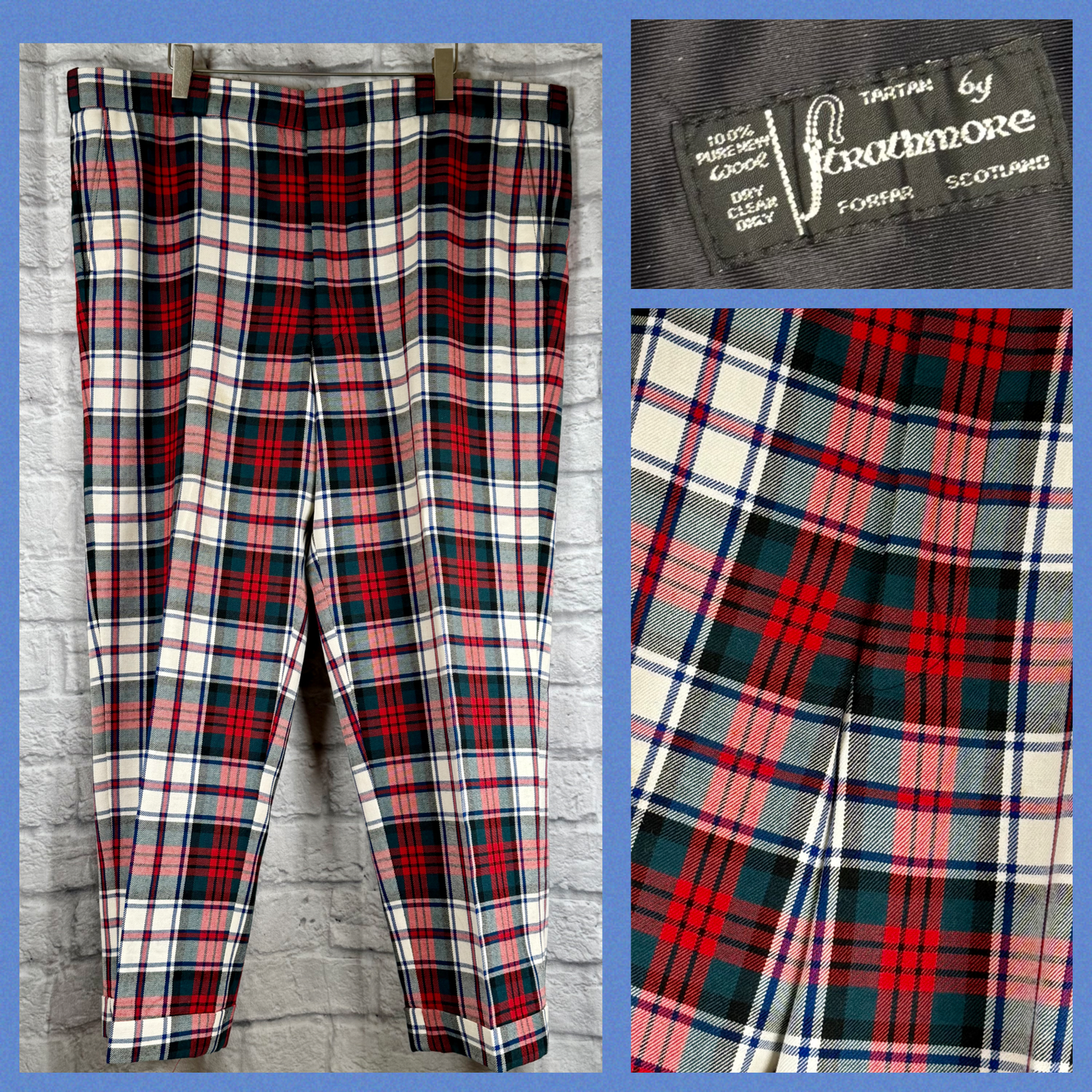 Strathmore Plaid Tartan Pantaloni Scozzese Uomo 44x27 Ammanettato Scozia