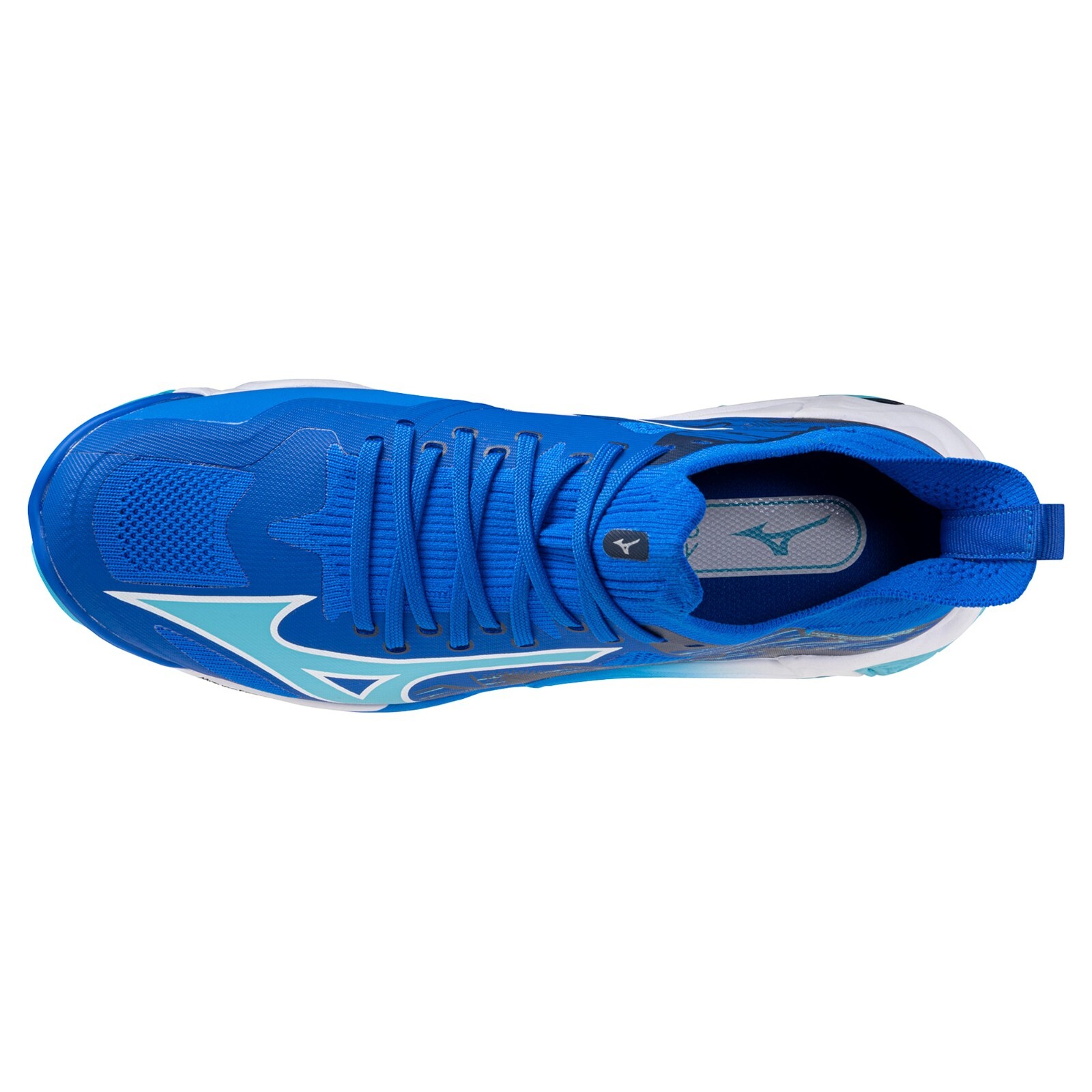 Pre-owned Mizuno Wave Lightning Neo3 V1ga2402 01 Blue White Navy Width 2e Volleyball