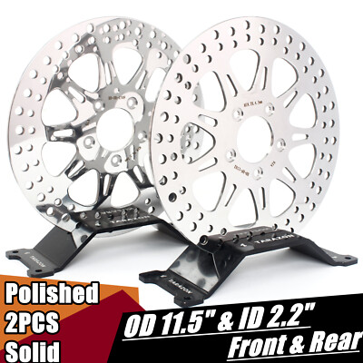 2x Polished 11.5'' Front Rear Brake Rotors for Harley Softail Deuce FXSTD Fat Boy