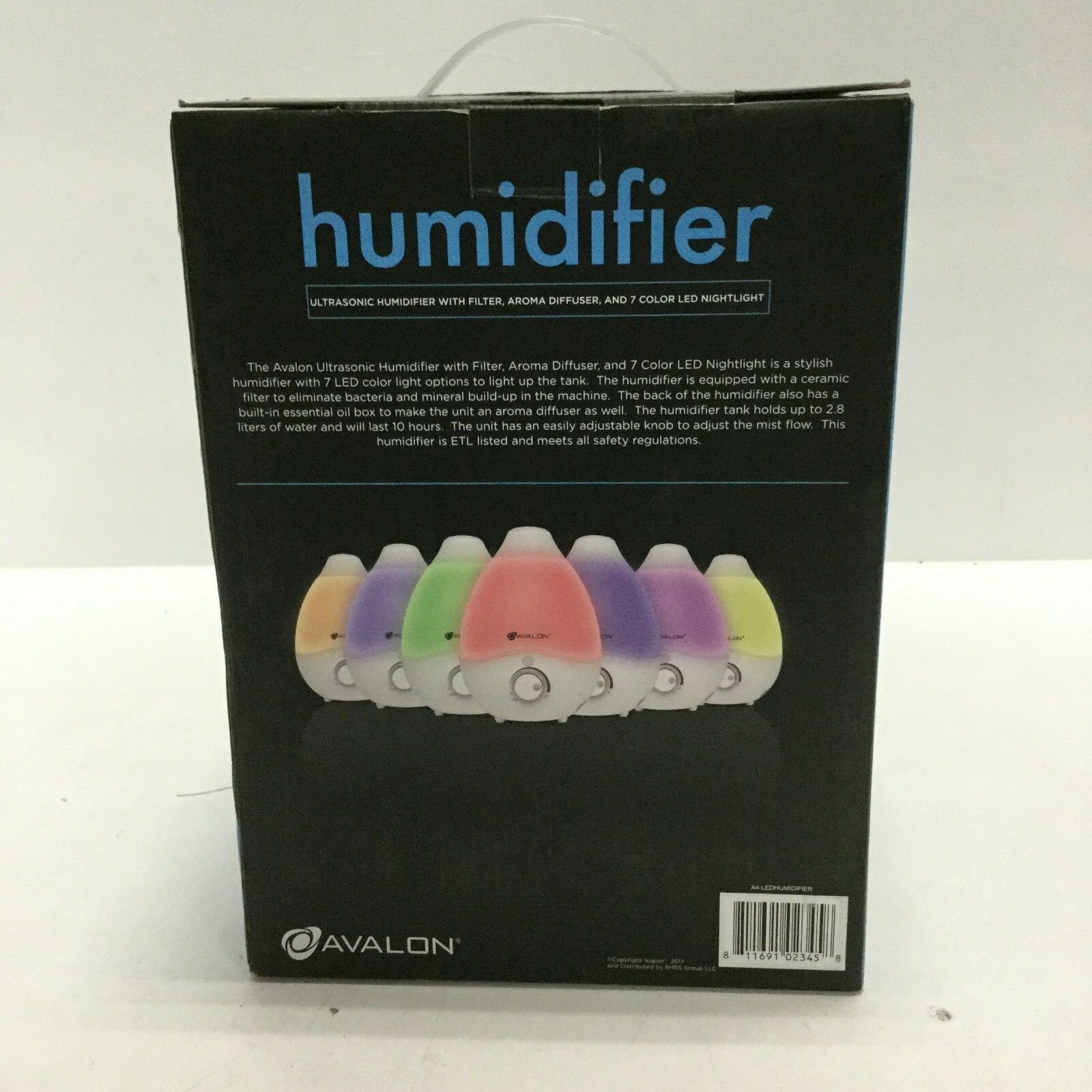 Avalon A4-LEDHUMIDIFIER 2.7 Liter LED Nightlight Cool Mist Humidifier Difuser
