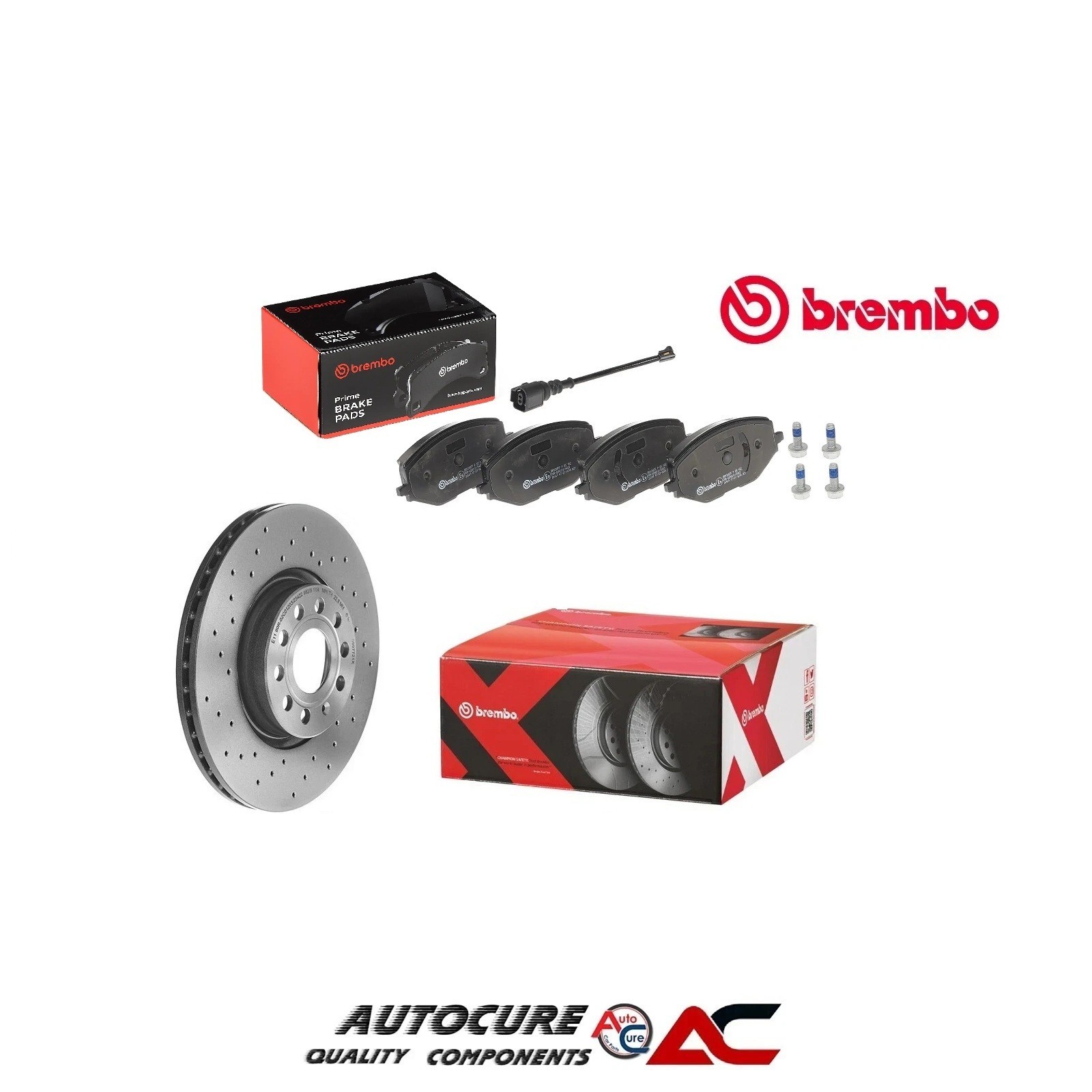 FOR VW GOLF R-LINE TSI FRONT BREMBO EXTRA DRILLED BRAKE DISCS & PADS SET