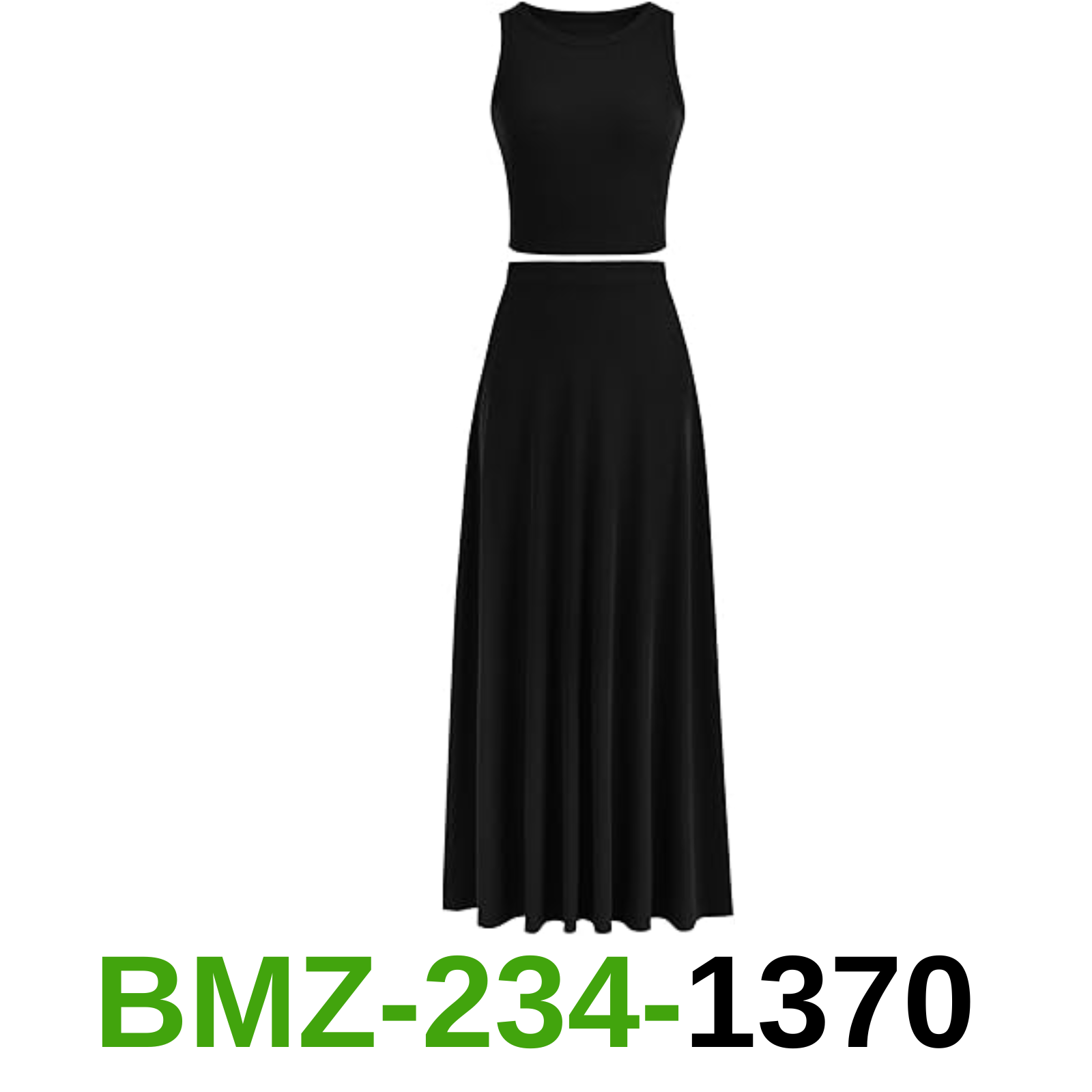PRETTYGARDEN Women's 2 Piece Maxi Skirt Sets Casual Summer Knit Cropped Tank, XS