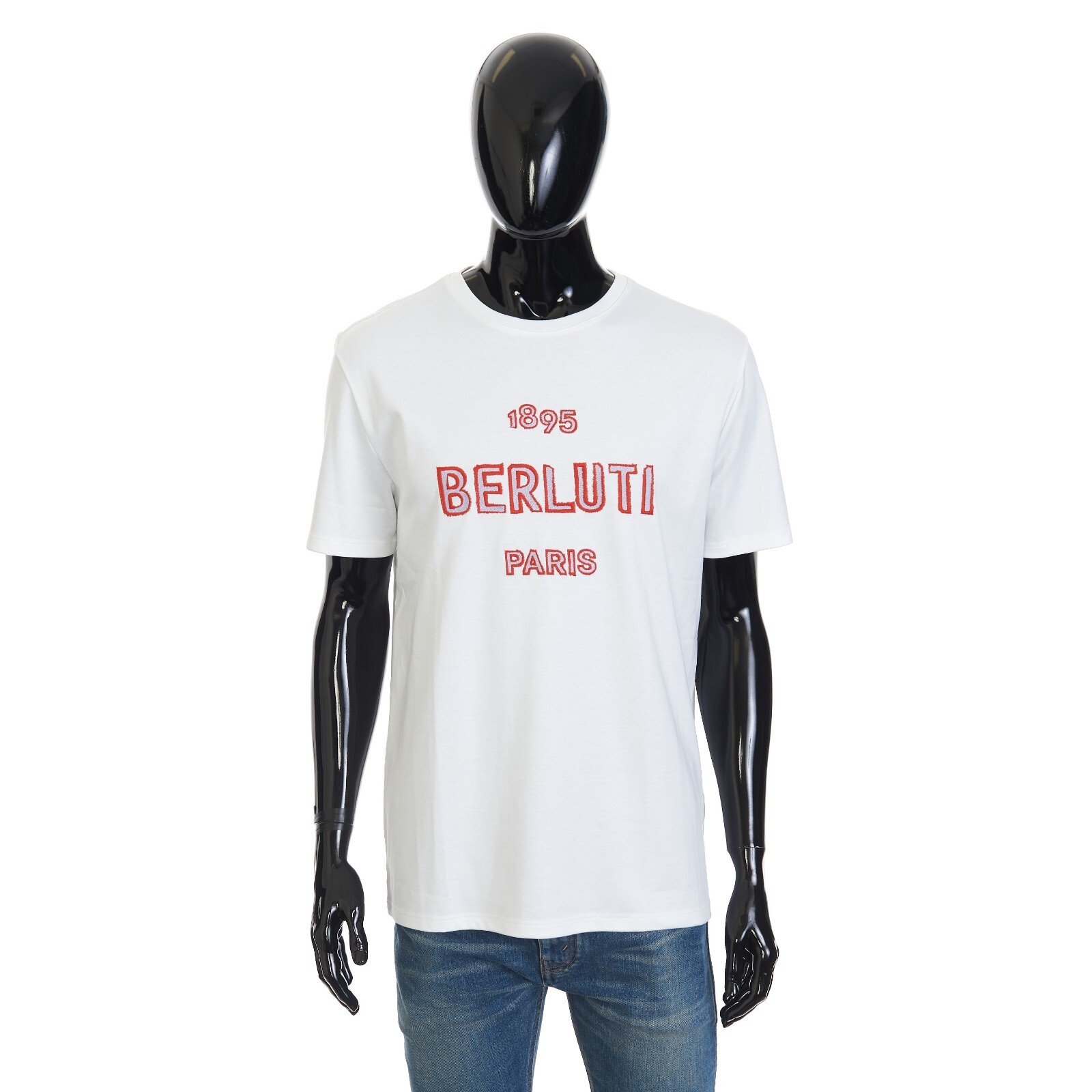 BERLUTI 720$ Embroidered Logo T-shirt - Optic White Cotton