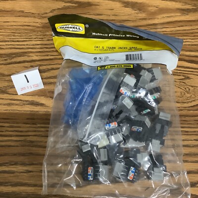 Hubbell Cat 5 T568B Jacks Grey 25 pack HD58A425 New