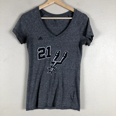 San Antonio Spurs Shirt Womens Small Gray Adidas Tim Duncan 2
