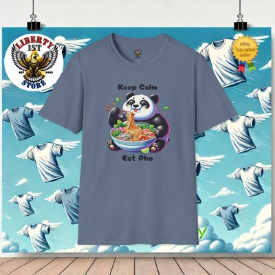 Hungry Panda Keep Calm Eat Pho Asian Cuisine | Adult Unisex Soft-Style T-Shirt