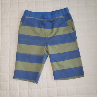 Tea Collection Boys' Green Blue Striped Pull On Drawstring Sweat Shorts Size 5