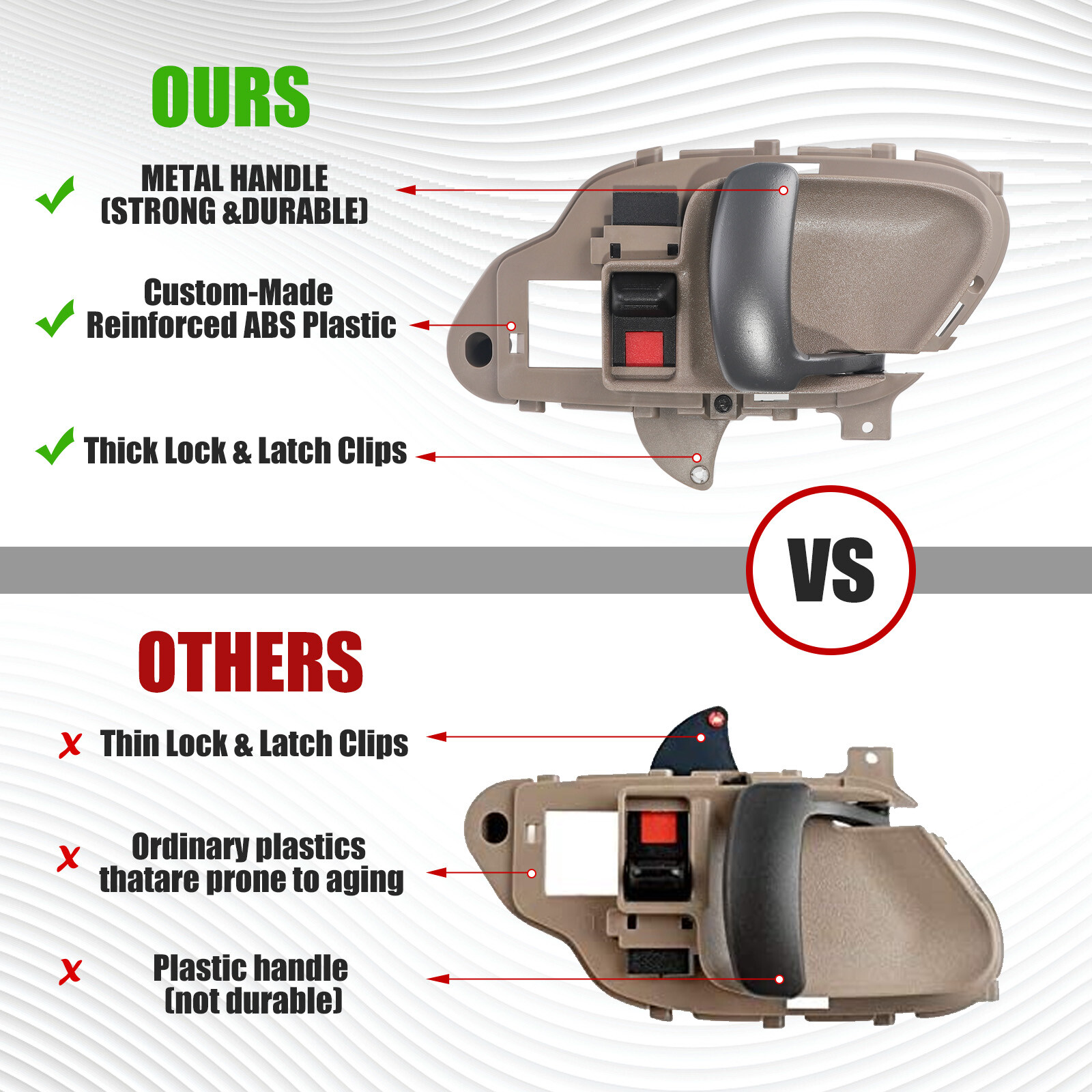 Tan Interior Inside Door Handle w/ Bezel LH & RH Pair Set For Chevy C/K Truck