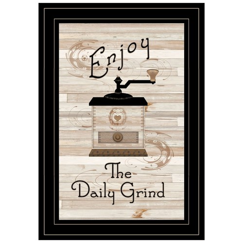 Наслаждайтесь настенным рисунком на кухне Daily Grind 2 в черной рамке