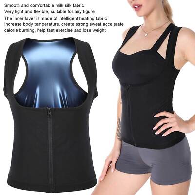 Sauna Vest Heating Sweat Tank Top Breathable Waist Trainer Zipper Sports Cor BOO