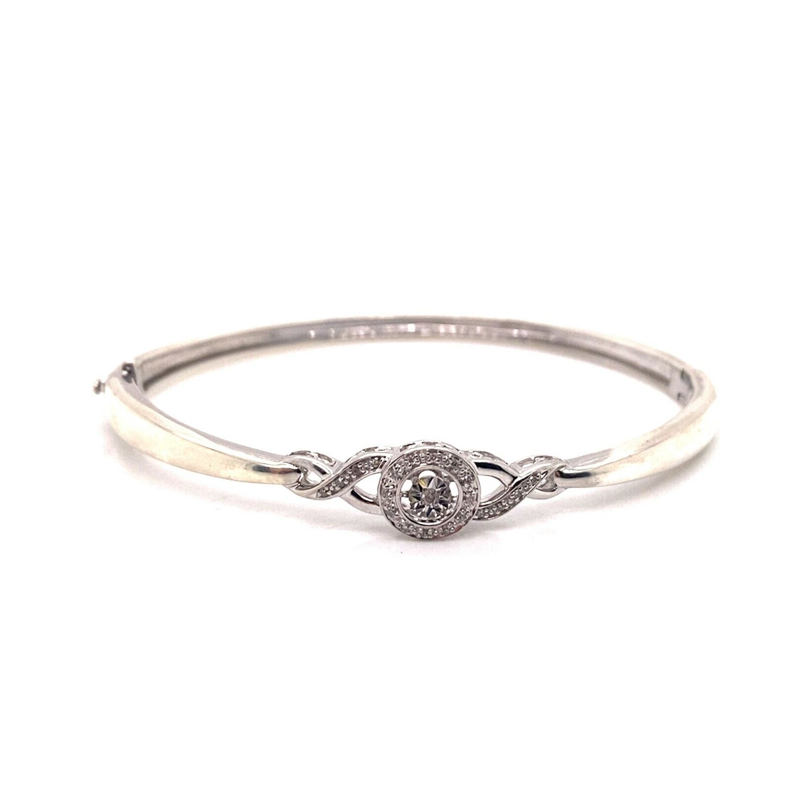 ZEI Designer Sterling Silver & Zircon 7” Bangle Moving Halo Center Bracelet! 168 | eBay ZEI Designer Sterling Silver & Zircon 7” Bangle Moving Halo Center Bracelet! 168 | eBay
