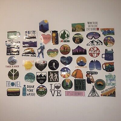 50pcs Waterproof Adventure Stickers Outdoors Hiking Camping Travel Stickers
