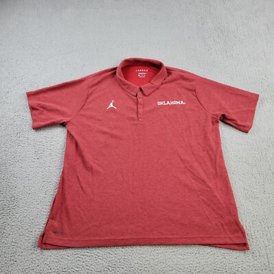 Air Jordan Nike Oklahoma Dri-Fit Polo Mens XL Red Performance/Cotton Shirt