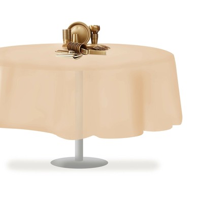 Ivory 12 Pack Premium Disposable Plastic Tablecloth 84" Inch Round Table Cove...