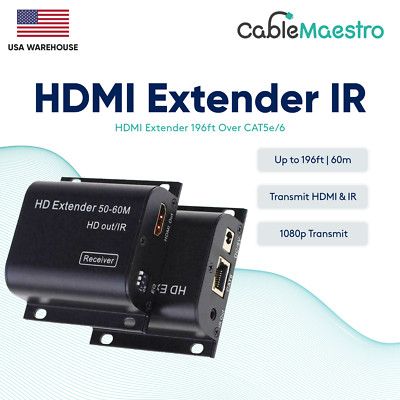 HDMI Network Extender IR Over CAT6 CAT5e 1080P 196ft Single Cable Transmit