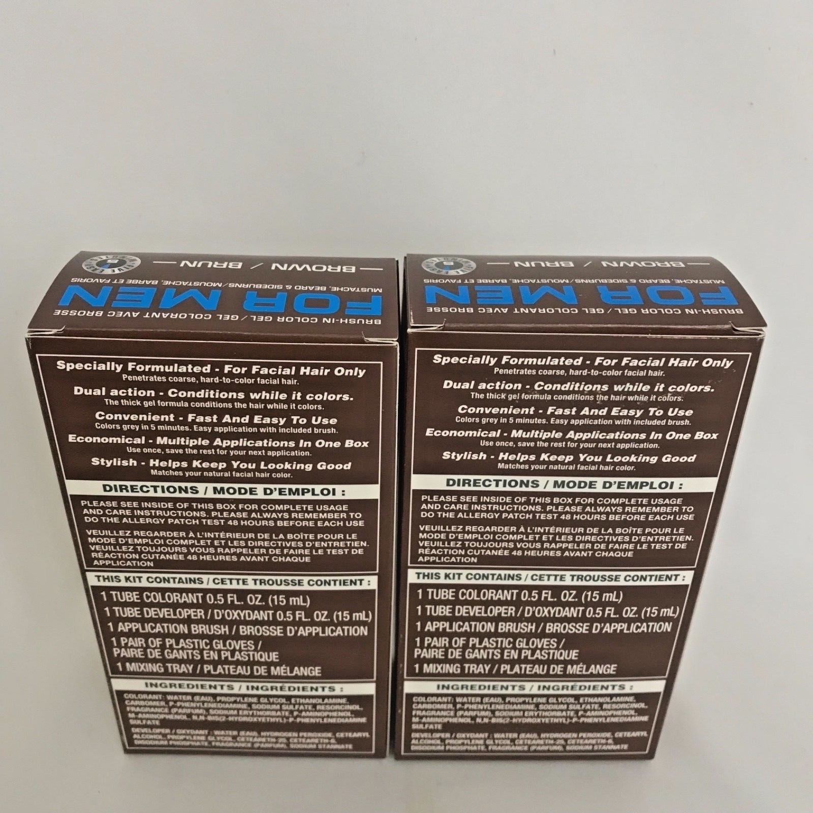 FOR MEN MUSTACHE BEARD BROWN BRUSH IN GEL 2 BOXES