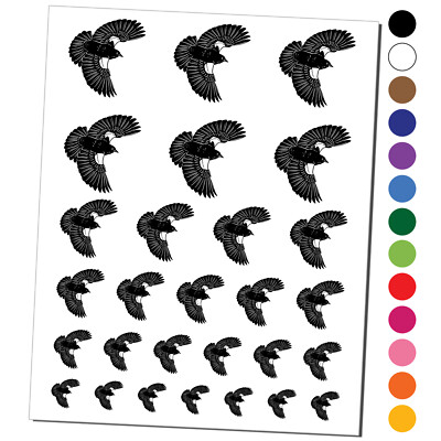 Red-Winged Blackbird Bird Flying Temporary Tattoo Water Resistant Set