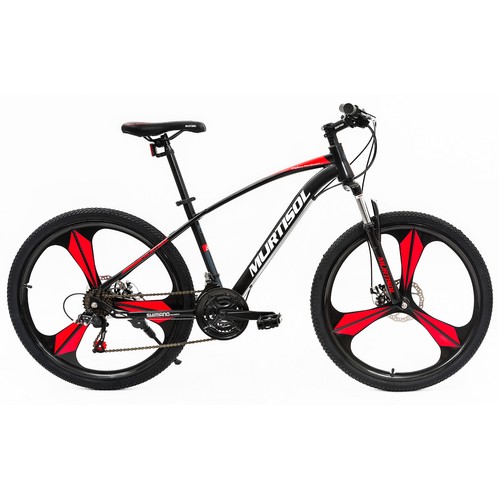 26" Full Wheel Mountain Bike Bicycle 21 Speeds Front Suspension Disc Brakes Red