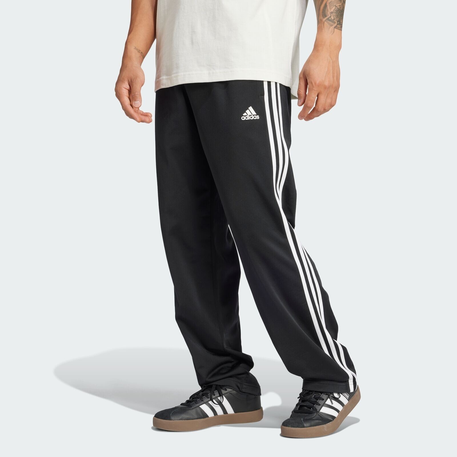 adidas Mens 2XL Primegreen Essentials Warm-Up Open Hem 3-Stripes Track Pants
