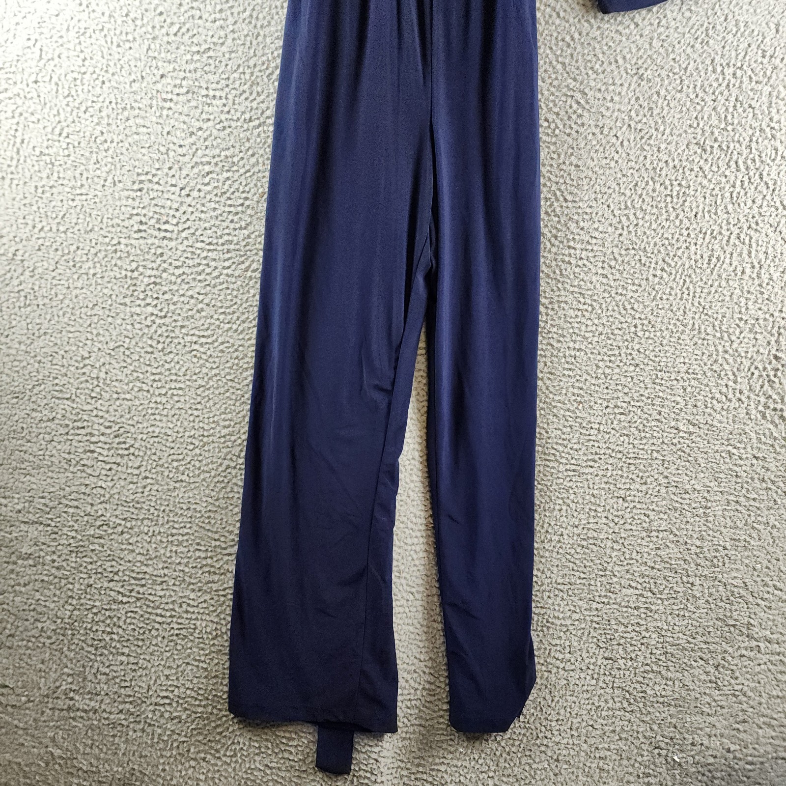 NY Collection Petite 3/4 Sleeve Belted Jumpsuit Women's PL Navy Blue Solid - Picture 3 of 18