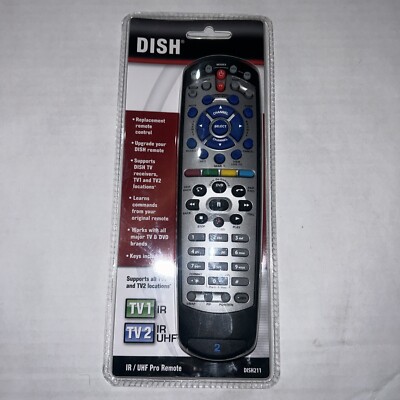 New Sealed Dish Network 211  IR/UHF Pro  Remote TV1 IR TV2 IR UHF Fast Shipping