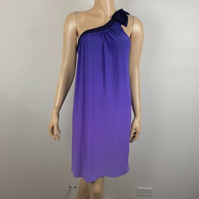 Donna Morgan Beautiful Purple Black One Shoulder Strap Women's 6 Shift Dress New