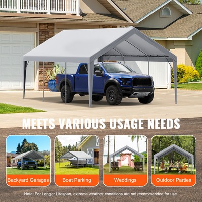 VEVOR Carport Replacement Canopy Car Shelter Tent Cover 13 x 20 ft Grey