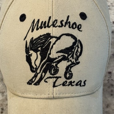 VINTAGE Muleshoe Texas Baseball Cap TX World Championship Pitching Beige