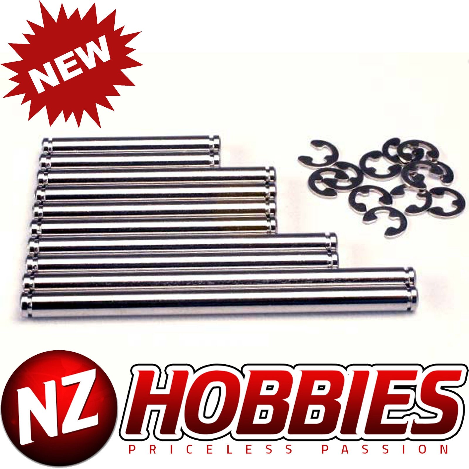 Traxxas 1939 Hard Chrome Suspension Pin Set E-Clips Nitro Slash Rustler Stampede