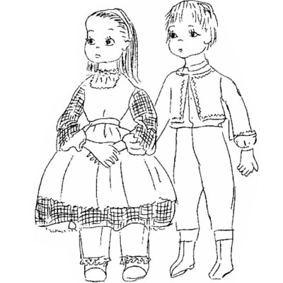 16'' Tom Sawyer & Becky Thatcher Dolls & Doll Clothes Vintage Sewing Pattern