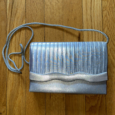 Sasha New York Y2K Vintage Hand Made Evening Silver Lame Bag Purse 8 x 5 x 1.5''