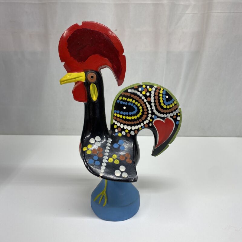 Hand Painted Ceramic Portuguese Good Luck Rooster Galo de Barcelos 