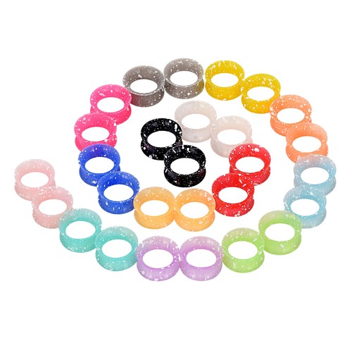 2pcs White Spots Ear Plugs Thin Silicone Ear Gauges Double Fared Flesh Tunnels