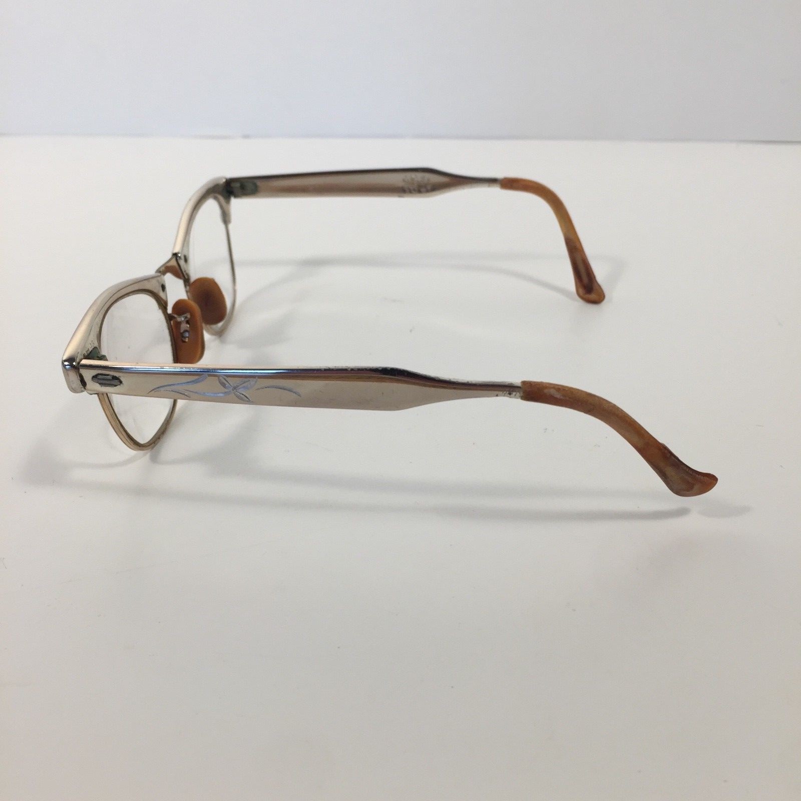 Vintage Art Craft Cat Eye Glasses Sunglasses Eyeglasses 12k gold 4 - 5 1/4