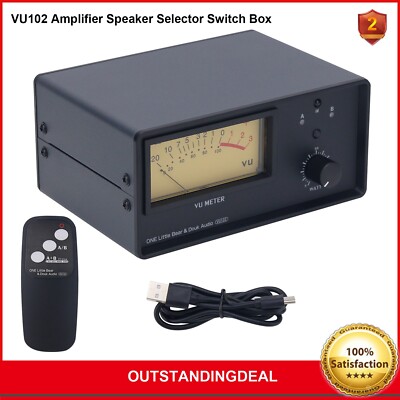 VU102 2 In 1 Out/1 In 2 Out Amplifier Speaker Selector with VU Level Meter os67