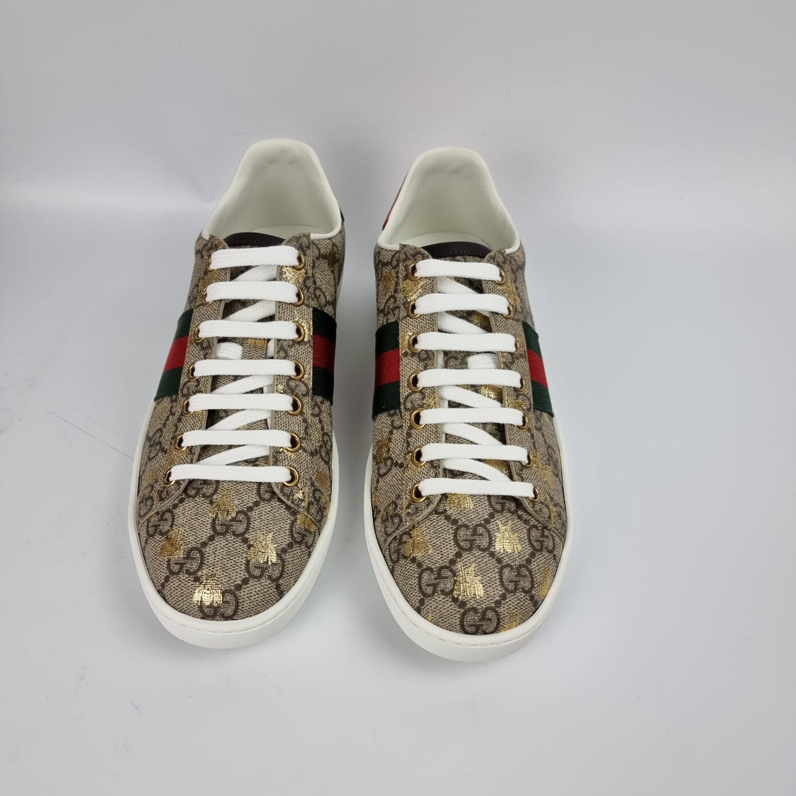 Pre-owned Gucci Women's Ace Beige Gg Sneakers