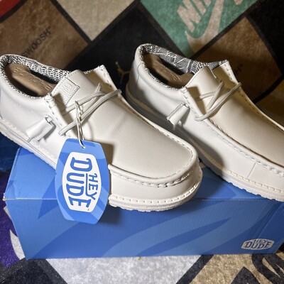 HEY DUDE Wally Mono Leather White - Size: 8.0M