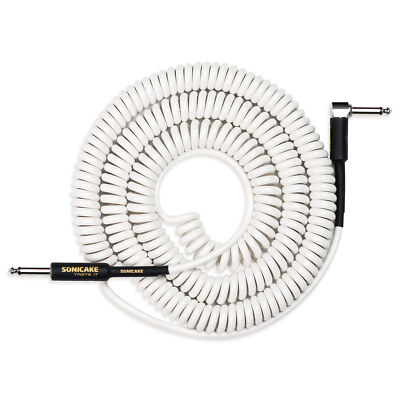 SONICAKE Coiled Guitar Cable 32ft/10M 1/4 inch Instrument Curly Cord for Guitar